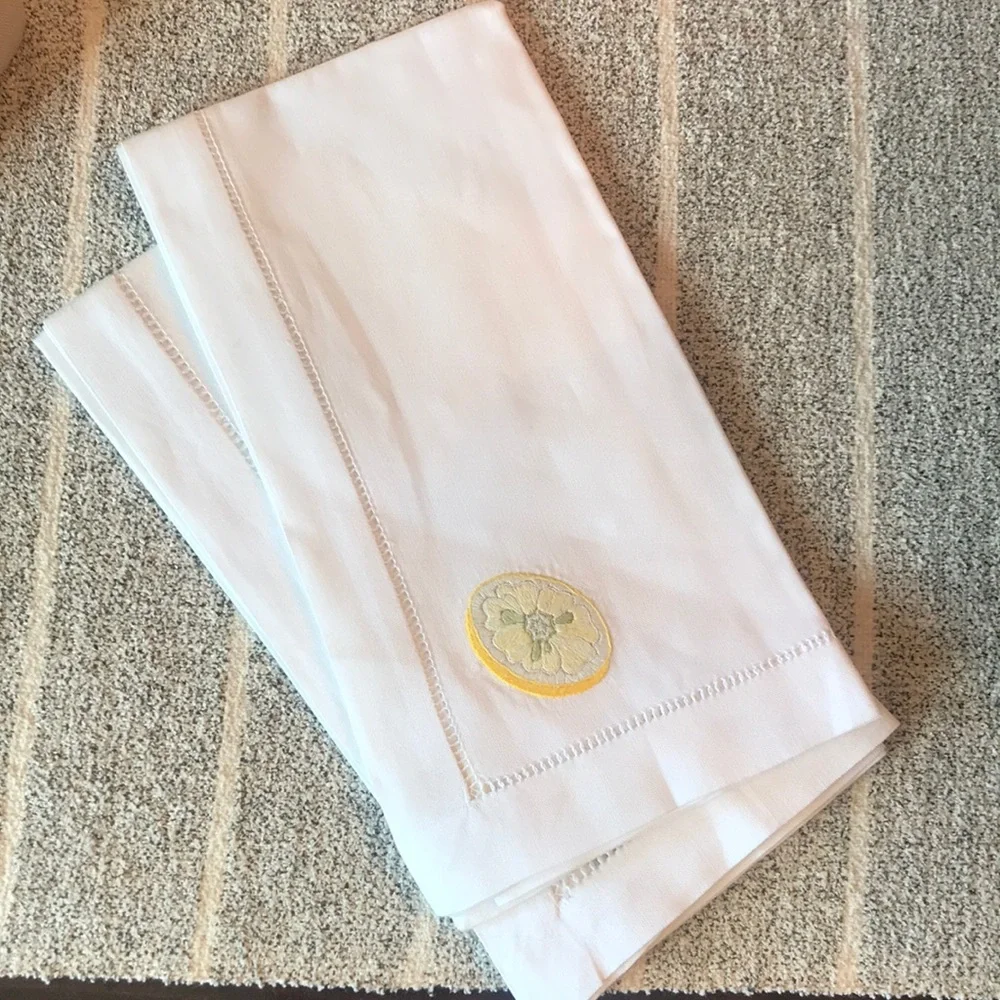 Williams Sonoma Embroidered Lemon Napkins